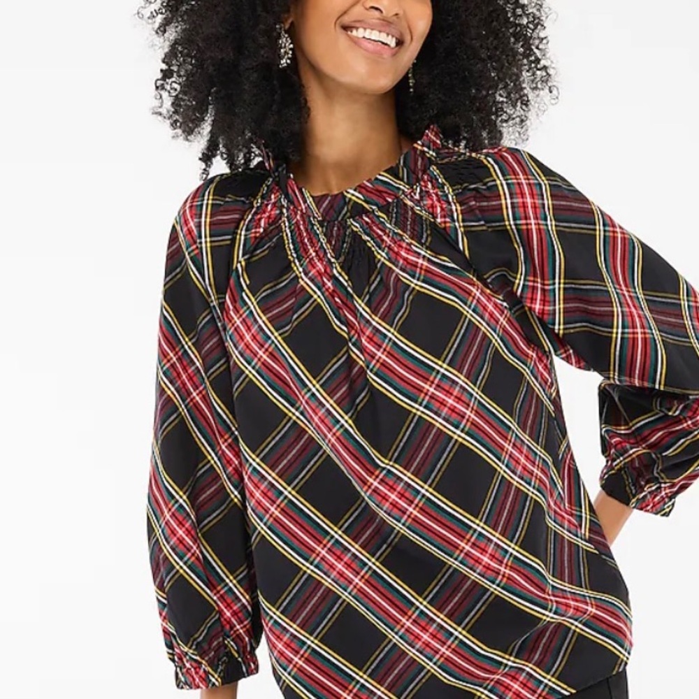 J.Crew Tartan Long Sleeve Plaid Top – Size XS - Picture 1 of 8